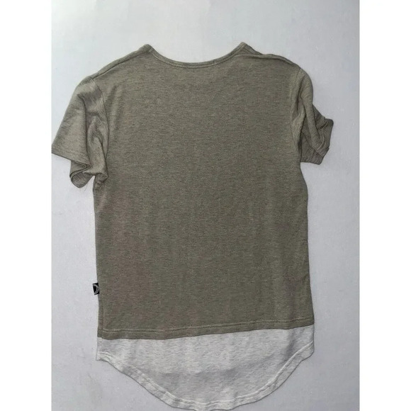 Rustic Dime Green Gray Curved Hem Short Sleeve Shirt Layer Long Tail Mens Size L - Picture 3 of 3